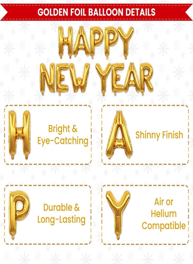 1iAM New Year 2026 Decor Items Pack of 95 - Golden "HAPPY NEW YEAR", Star & 2026 Foil Balloon, Metallic & Confetti Balloons & Arch | Home, Office & Event Decoration For 31st December & 1st January - Image 3